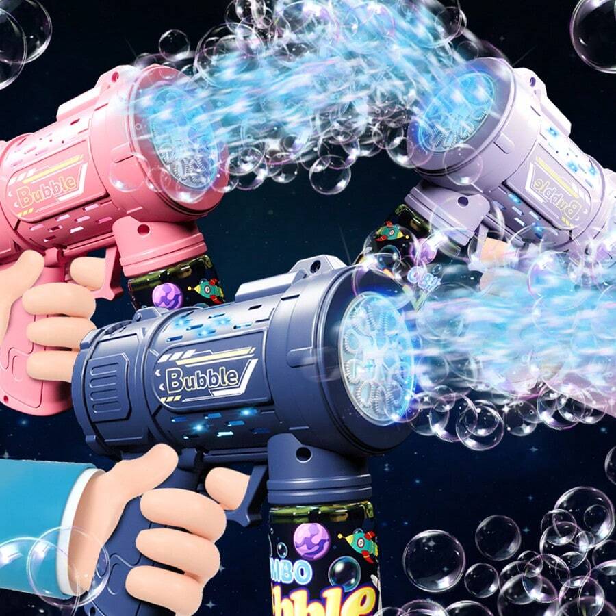 10 Hole Electric Bubble Machine Gun Kids Toys, Bubble Gun With Bubble Liquid, Colorful Lights And Thousands Of Bubbles, Summer Outdoor Beach Toys, Boys And Girls Birthday Gifts, Holiday Gifts - 藍色 - 查看 1