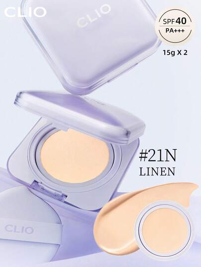 Clio K-Beauty KILL COVER MESH BLUR 气垫粉底套装，15g*2 [含替换装]，SPF40+ PA++++，清凉舒爽，柔焦哑光妆效，控油，遮盖毛孔，打造无瑕肌肤，轻盈柔滑质地，不飞粉，持久光泽，适合敏感肌，透气性好，可叠加遮瑕膏，韩式彩妆