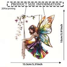 2D Flat, 1pc, Double-Sided Printed Acrylic Delicate Fairy Light Catcher, Outdoor Decor, Wall Decor, Home Decor, Yard Garden Decor, Thanksgiving Christmas New Year Gift Idea, Living Room Wall Art - Ideal Holiday Gift, 2D Flat