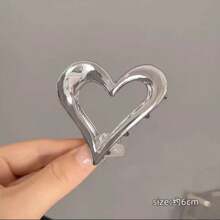 女士情人节礼物金属纯色心形优雅发夹，时尚简约百搭配饰适合日常佩戴和化妆搭配发饰时尚爪夹女士发夹休闲发夹秋季配饰秋季时尚发夹 - 彩色 - 查看 6