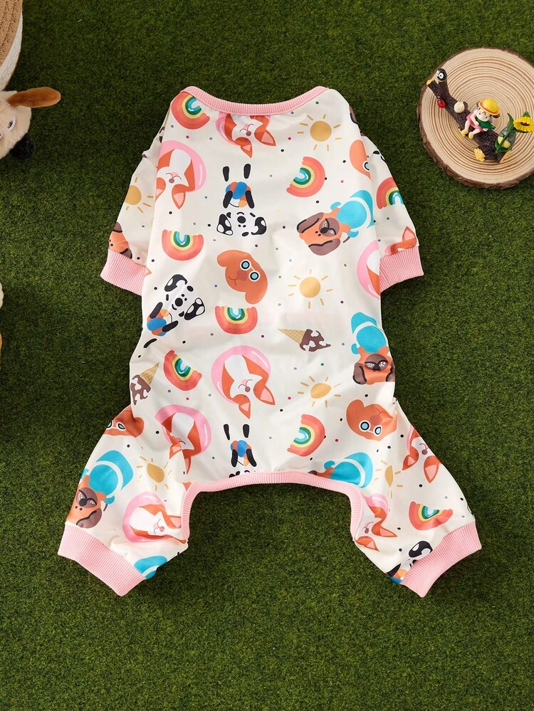 Bộ đồ ngủ mềm mại, thoáng khí, bền bỉ cho thú cưng, phù hợp cho chó và mèo cỡ nhỏ đến trung bình - Thiết kế hoạt hình đáng yêu, thoải mái cho mọi mùa, quanh năm | Bộ đồ liền thân chui đầu cho thú cưng | Trang phục cho thú cưng bền bỉ, Đồ ngủ cho chó - Đỏ và trắng - Xem 24