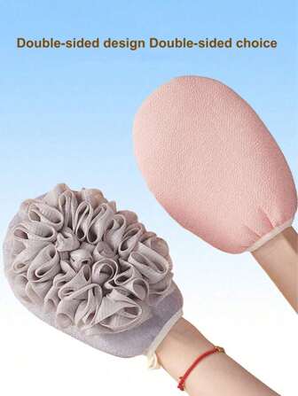 1 st 2-i-1 badhandske och luffa, skonsam mot huden, lätt att löddra, mjuk finmaskig badsvamp, multifunktionellt rengöringsverktyg för exfoliering, perfekt för dusch, spa, kroppsskrubbning heminredning badrumsdekor höstdekor tillbaka till skolan