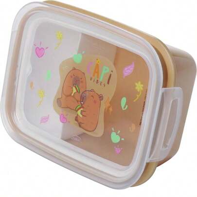 Marmita Hermética 630 ml Capivara com Divisória Lancheira Plasútil Pequena Escolar Infantilpapelaria fofa