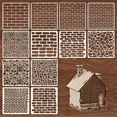 4/12pcs 6x6" Reusable Plastic Stencils For DIY Art, Scrapbooking & Home Decor - Versatile Painting Templates For Walls, Floors, Tiles & Canvases