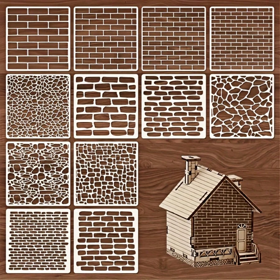 4/12 Khuôn nhựa tái sử dụng 6x6" dùng cho nghệ thuật tự làm, sổ lưu niệm và trang trí nhà cửa - Khuôn vẽ đa năng cho tường, sàn, gạch và vải bạt