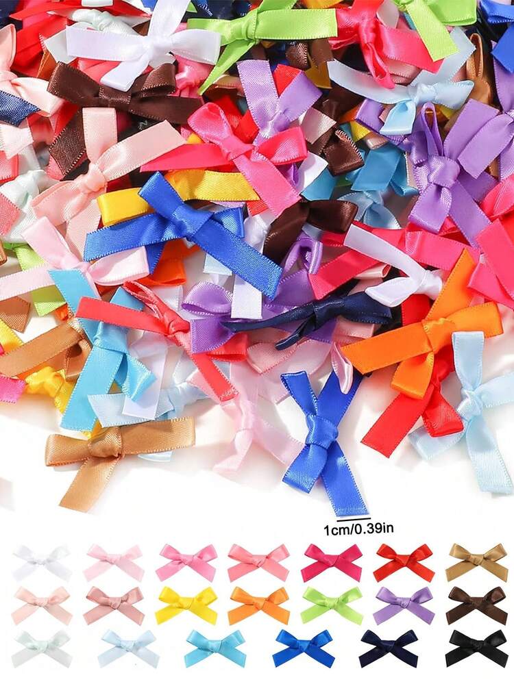 50/100/200 piezas Mini lazos de cinta artesanales de colores variados, lazos de cinta pequeños, flores de lazo para regalo, empaquetado, boda, fiesta de cumpleaños, costura, scrapbooking, decoración DIY - Multicolor - Añade 40
