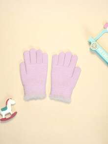 1 Par / 2 Pares de Guantes de Invierno Acolchados para Niños, Guantes de Punto Cálidos y a Prueba de Frío de Dedo Completo para Niños y Niños, Adecuados para Exteriores y Esquí, Apropiados para Niños de 3 a 12 Años - Peluche de color sólido - Ver 16