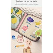 1本Busy Book婴儿早教书动物水果认知益智玩具动物认知布书可反复粘贴书和感官玩具耐用钩环抗撕裂婴儿早教3D撕书 - 彩色 - 查看 10