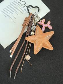 1PC Y2K Style Pink Star Bag Accessory, Chenille Bag Accessory, Keychain Accessories Car Pendant Can Be Used For Bag Pendant Pendant. Gifts Valentine'S Day Stylish For Teen Girls Women College Students Teacher White-Collar Workers Rookies & White-Collar Workers Gift Accessories Decor Present Car Accessories Women Key Chain Charms Back To School Supplies Gifts For Teachers