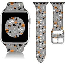 Halloween Watch Band Compatible With Apple, Holidays Watch Band For Halloween Decor, Halloween Apple Watch Band Compatible With Apple Watch Band 38mm 40mm 41mm, Halloween Watch Accessories For Women Men, Soft Silicone Pumpkin Strap Halloween Party Replacement For Apple Watch Series Ultra SE 10 9 8 7 6 5 4 3 2 1