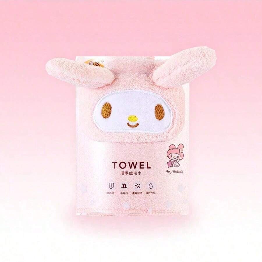 Miniso Sanrio My Melody 珊瑚绒毛巾 | 采用优质珊瑚绒面料制成，触感如云朵般柔软，吸水迅速，储水能力强，可快速吸干水渍，保持肌肤干爽。 (1 条) - 粉色 - 查看 1