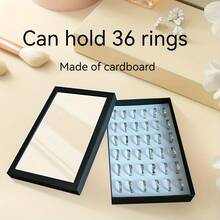 1/2个装 36/100格带盖首饰盒，耳环首饰托盘，戒指首饰展示托盘，简约天鹅绒戒指盒，首饰盒，耳环首饰收纳盒，防尘首饰展示盒，女士礼物 - 彩色 - 查看 5