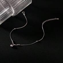 S925 Sterling Silver Round Bell Bell Anklet For Women Simple Light Luxury Versatile Foot Chain Niche Design High-End Foot Jewelry Japanese Korean Style French Elegant Student Elegant Daily Commuting Classic Fashionable Fresh And Beautiful