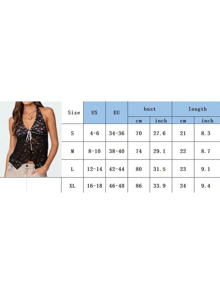 Women's Lace Deep V Neck Sleeveless Crop Tank Top Summer Going Out Tops Ruched Basic Tunic Lace Tops - Pink - View 6