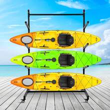 CuisinSmart Kayak Storage Rack Heavy Duty Steel  Freestanding Kayak Stands With Wheels Storage Rack For Kayak, Canoe, Surfboard And Paddleboard - Black-3 Tier - View 1