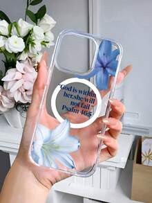 Blue And White Lilies Bible Verse Christian Print Pattern Premium Magnetic Phone Case For Compatible With IPhone 16e/16/15/14/13/12/11/ProMax/Pro/Plus/XSMax/XS/X, For Compatible With Samsung Galaxy S22/S23/S24/Plus/FE/Ultra,Fashion Female Summer Unique Cases Transparent Shockproof Anti-Drop Ultra-Thin Design Acrylic+Tpu Hard Back Non-Yellowing Clear Protection Cover Men Casing Girl Women Ultimate Protective Fundas Para Protectores De Celulares Accessories Friend Gift Aesthetic Protector Forro De Teléfono - 無色 - 查看 2