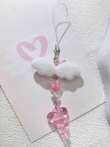 1 st. rosa ostnyckelring DIY-dekoration med fjärilsvinge, hjärta, stjärna, telefonrem, anteckningsbokhänge