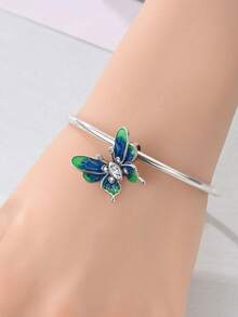 1pc Elegant 925 Silver Plated Colorful Zirconia & Enamel Butterfly, Clover DIY Bracelet Beads, Suitable For Girls/Mothers For Daily Wear, Summer, Carnival, Date, Anniversary