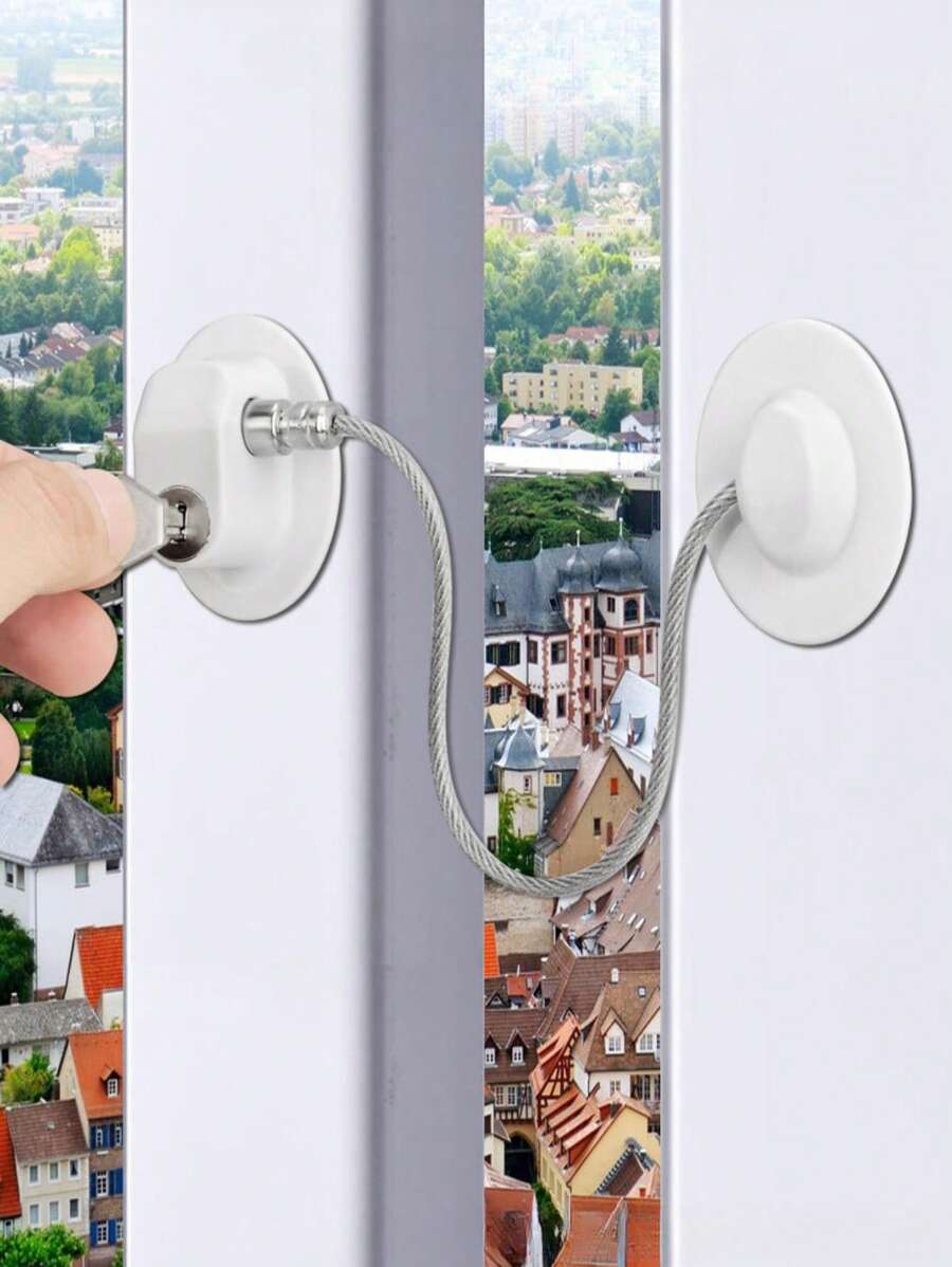 1 件白色/黑色多功能儿童锁，双锁免钻橱柜门锁，带限制器的窗户锁，家庭安全锁