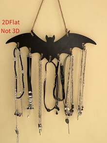 1pc Halloween Bat Key Hook - Gothic Vampire Wall-Mounted Jewelry Organizer & Decor, Wood With Multiple Hooks For Necklaces, Keys, Gothic Home Decor, Easy Installation, Halloween Decorations, Key Holder, Spooky Decor, Construction, Wall Decor, Accessory Storage(Without Lanyard) - Multicolor - View 3