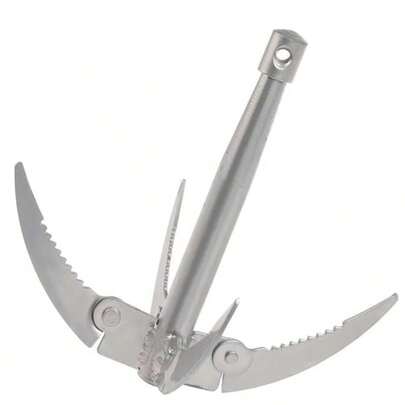 Outdoor Grappling Hook Swamp Grass Cutter Survival Tool With Rope, Foldable Boat Anchor, Durable For Small Boats, Canoes, Fishing (Random Color Rope)