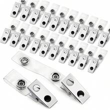Easytle 30 Pcs Metal Badge Clips With PVC Straps ID Strap Clip Double Holes Badge Holder Clips ID Clip Badges, Work Badges - 30 Pcs - View 1