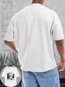 "Pope Plays Basketball" Printed Washed Vintage T-Shirt - Funny Pope Playing Basketball T-Shirt - Unique Religious Humor Sportswear - 白色 - 查看 3