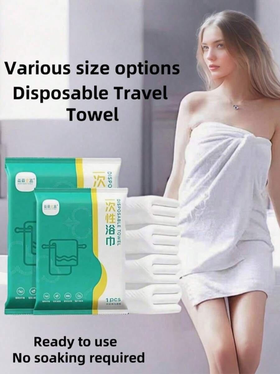 5 piezas/paquete Toallas de baño comprimidas desechables, tamaño extra grande, adecuadas para natación al aire viajes, toallas de baño comprimidas de viaje súper absorbentes y portátiles, desechables, compactas, ahorran espacio, se pueden usar para limpieza de cara y Body, suaves con la piel. - Multicolor - Ver 1