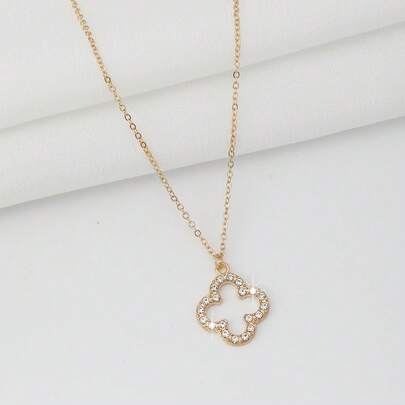 1pc Fashionable, Elegant, Minimalist, Exquisite, Luxury Four-Leaf Clover Necklace, Unique Personalized, Everyday Wear