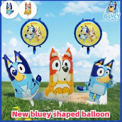 Bluey New Cartoon Bluey Family Aluminum Balloon Game Toy Blue Orange Special Shaped Balloon Decoration Set Birthday Party Supplies
