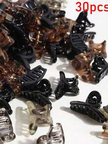 20pcs Mini Cross Claw Clips, Brown Small Hair Clips For Bangs And Ribbons (Random Color) Hair Accessories Elegant Hair Claw Fall Winter For Vacation Outfits Woman - Mixed Color Ribbon Small Hair Claws - View 9