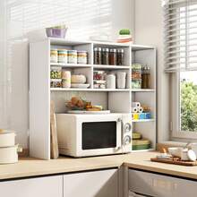 Desktop Bookshelf, Desk Hutch Dorm W/ 7 Cubes & 3 Adjustable Shelves, Desk Shelf For Up To 27" Computer Monitors, Wooden Desktop Storage Organizer For Dorm College Office Home (White)