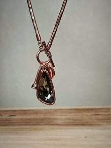 1 Stück asymmetrische Kristall elegante lange Pullover Kette Halskette