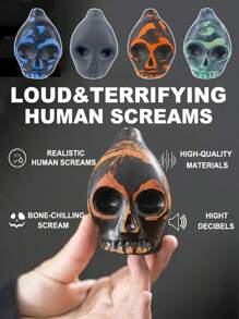 Todesflöte - Realistischer 125+DB erschreckender Schrei, realistisches Schädeldesign mit tragbarer Box, Halloween & Tag der Toten Geschenk (Orange/Grün/Blau), hochwertiges keramisches Kulturgut, Gruselschrei-Flöte mit erschreckendem Klang, Outdoor-Todesflöte kann dämonische Geräusche aus Filmen aussenden, spukhafte Flöte, Streich-Spielzeug zum Erschrecken von Freunden in der Nacht, Stresslinderungsspielzeug, aus Steinzeug gefertigt, kann gelocht und aufgehängt werden