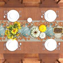 1/108pcs Autumn Thanksgiving Fall Harvest Pumpkin & Maple Leaf Digital Print Table Runner - Thanksgiving Family Gathering Decor, Suitable For Holiday Party, Gift, Autumn Harvest Decoration