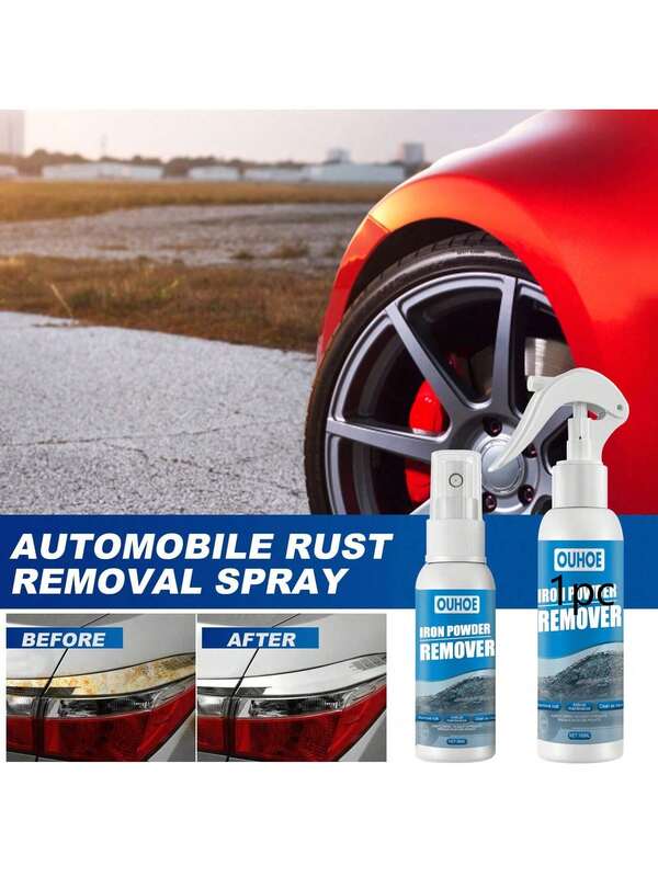 100ml Car Rust Remover Spray - Brake Dust & Iron Contamination Cleaner, Anti-Rust Protection, Fast Acting Degreaser For Automotive Wheels, Rims, Metal Parts - Paint & Surface Cleaner  | Car Stickers | Car Seat Cover | Car | Car Accessaries | Christmas | Car Accessories For Women | Car Decor | Halloween