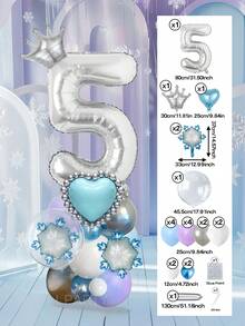 25pcs/Set Royal Princess Theme Luxury Party Decoration Balloon Set - Includes 32-Inch (Approx. 80cm) Deluxe Number Balloons (0-9 Silver/Pearl Pink/Purple/Gold), 18-Inch Clear Balloons, 10-Inch Romantic Heart Balloons (Red/Purple/Pink/Blue), And Exquisite Mini Balloons (Gold Crown/Silver Crown/Shell/Rose/Snowflake), Perfect For Frozen, Ice Palace Theme/Underwater Kingdom Theme/Magic Castle Theme/Rose Garden Theme And Other Royal Princess Style Celebrations, Baby Shower - Multicolor - View 34