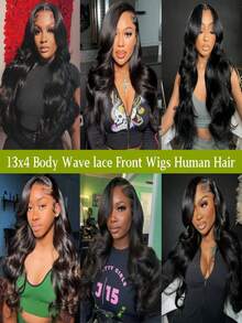 Body Wave Lace Front Wigs Human Hair 13x4 HD Transparent Glueless Wigs Human Hair Pre Plucked Bye Bye Knots 200 Density Brazilian Water Wave Human Hair Wig For Women With Baby Hair Natural Color 40inch - Natural Black - 查看 8