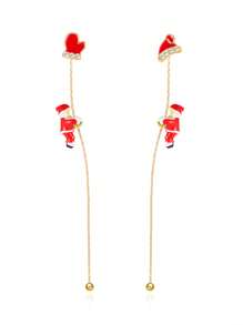 1 Pair Creative Climbing Santa Claus Earrings