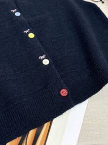 Wixra Autumn/Winter New Bow Embroidery Knitted Vest For Women, Sweet Colorful Button Sleeveless Sweater, Versatile Layering Piece