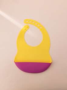 1pc Print On Demand Baby Silicone Bibs Solid Color Baby Stuff Portable Baby Adjustable Bibs Personalized Customization Name Baby Items Essentials - Multicolor - View 24