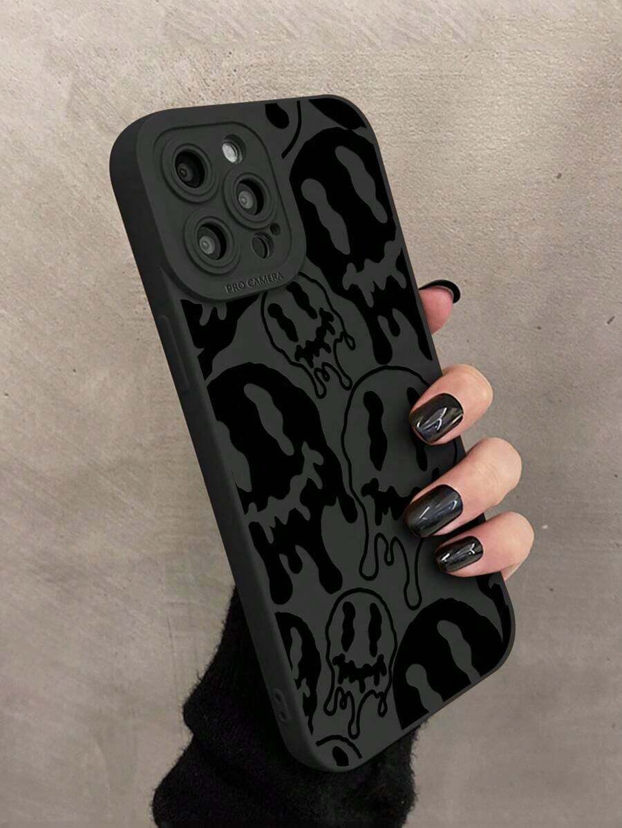 Apple Ghost Cartoon Face Pattern Phone Case Suitable For IPhone17/IPhone17 Air/IPhone17 Pro/IPhone17 Pro Max/16 Pro Max/15 Pro Max/14 Pro Max/13 Pro Max/12 Pro Max - Black - View 1