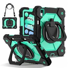 Colorblock Handheld Rotating Shockproof Protective Case With Shoulder Strap For Apple IPad Mini 7, IPad Mini 6, IPad 6th (9.7-Inch), IPad Pro 9.7 (2016), IPad 5th (9.7-Inch), IPad 10.2 7th Gen 2019, IPad 8th (10.2-Inch), IPad 9th Gen (10.2-Inch), IPad 11(A16 2025), IPad 10th (10.9-Inch), IPad Air 4th (10.9-Inch), IPad Air 5th Gen 2022, IPad Air 11-In.(M2)-2024, IPad Air 11(M3 2025)