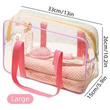 1 chiếc túi nhựa trong suốt, túi đi biển PVC dung tích lớn dành cho nữ, túi xách tay, túi đựng mỹ phẩm, túi đựng đồ dùng vệ sinh cá nhân, túi chống thấm nước dùng trong nhà tắm và hồ bơi, túi đeo vai đựng đồ dùng vệ sinh cá nhân. - Nhiều màu - Xem 11
