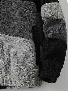 Jaqueta Masculina de Sherpa Bicolor, Grossa, Adequada para Uso Externo e Casual no Inverno