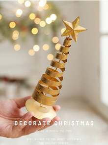 Creative Five-Pointed Star Christmas Tree Ornaments; Tabletop Decorations For Kitchens, Living Rooms, And Offices; Gold Powder Wire Christmas Tree Ornaments; Christmas Desktop Decorations; Christmas Tree Decorative Props; Window Display Ornaments; Christmas Tree Hangings - Multicolor - View 6