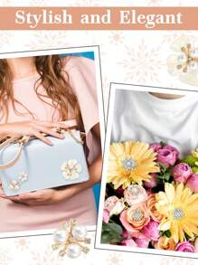 10/5 piezas Clips para el cabello con flores de perlas, cristales de strass y cristales brillantes - Accesorios decorativos de costura hechos a mano