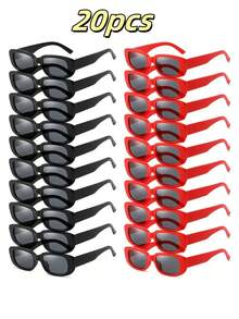 1 Pair/20 Pairs Retro Square Glasses, Black & White, Unisex Eyewear For Party Wedding And Sports Event - Multicolor - View 9