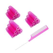 18 PIEZAS Rizadores de cabello sin calor, rizadores de cabello profesionales para salón, herramientas para peinados rizados DIY, peine de cola de rata para mujeres con cabello corto y medio (2 cm x 6 cm), esenciales para volver a la escuela, viajes y vacaciones, accesorios para el cabello para mujeres