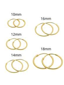 1 Pair Simple Hoop Earrings, 925 Sterling Silver Material, Minimalist Casual Women Earrings, High-Quality Jewelry, Holiday & Birthday Gift, Suitable For Daily Wear - Plain Hoop Earrings - View 3